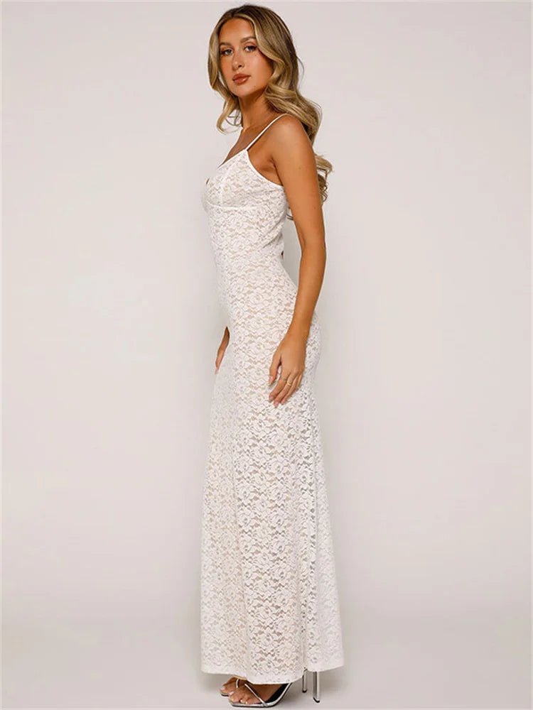 Mesh Hollow Out Maxi Dress