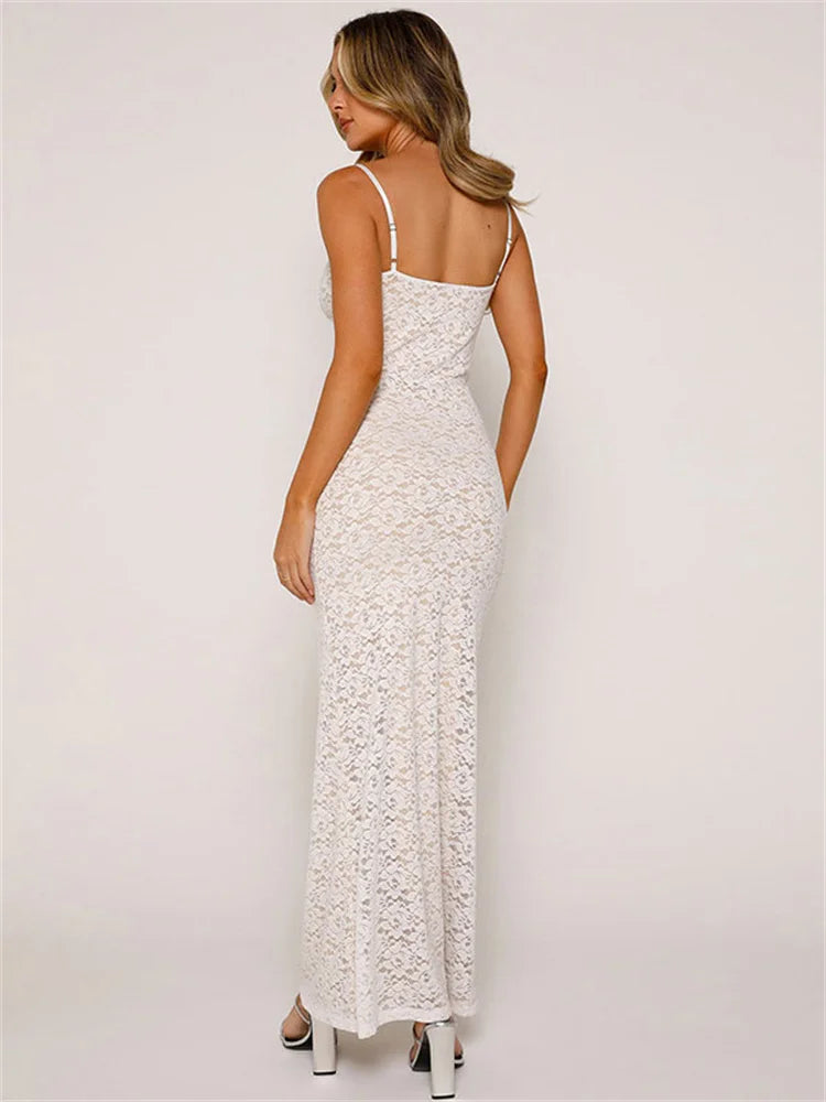 Mesh Hollow Out Maxi Dress