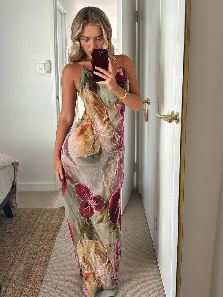 Red Slim Backless Maxi Dress