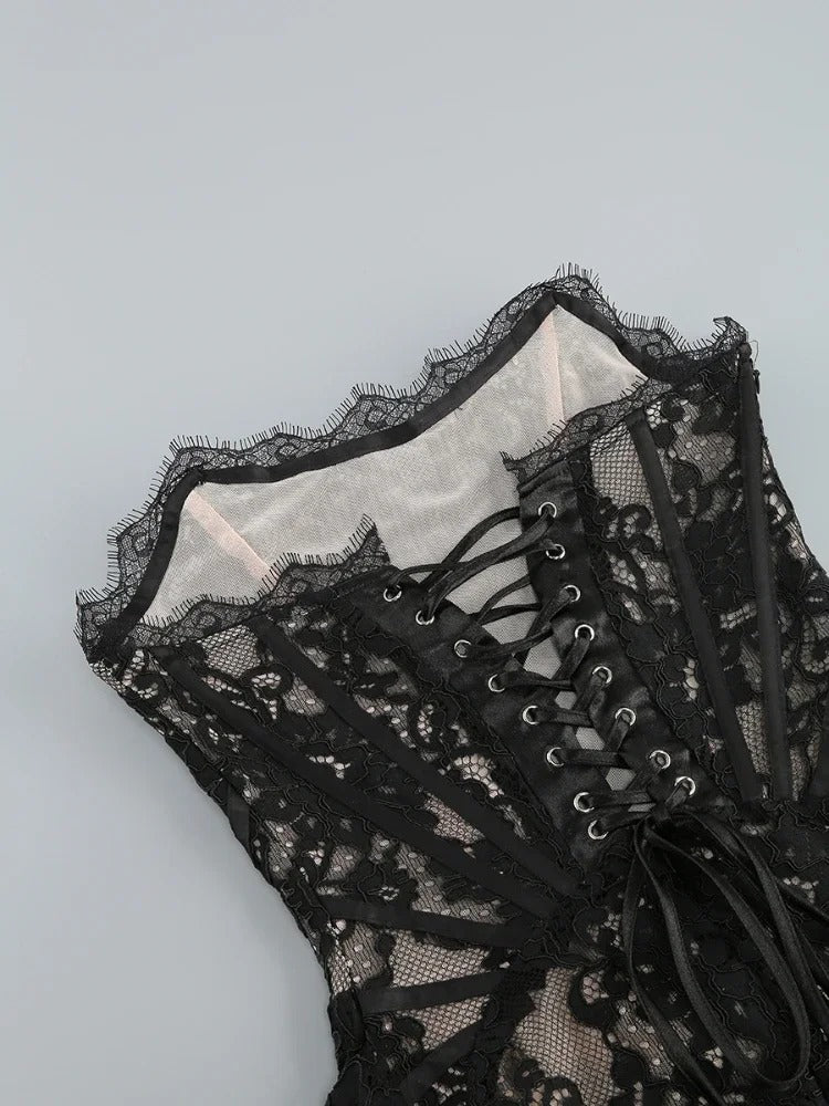 Strapless Lace Corset Mini Dress