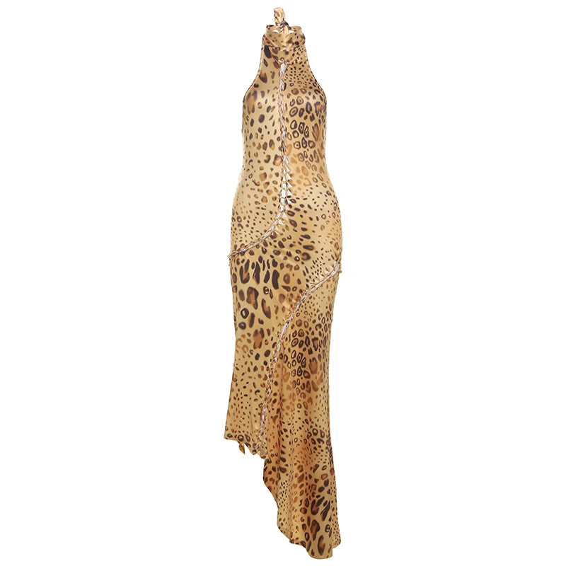 Leopard Backless Maxi Dress