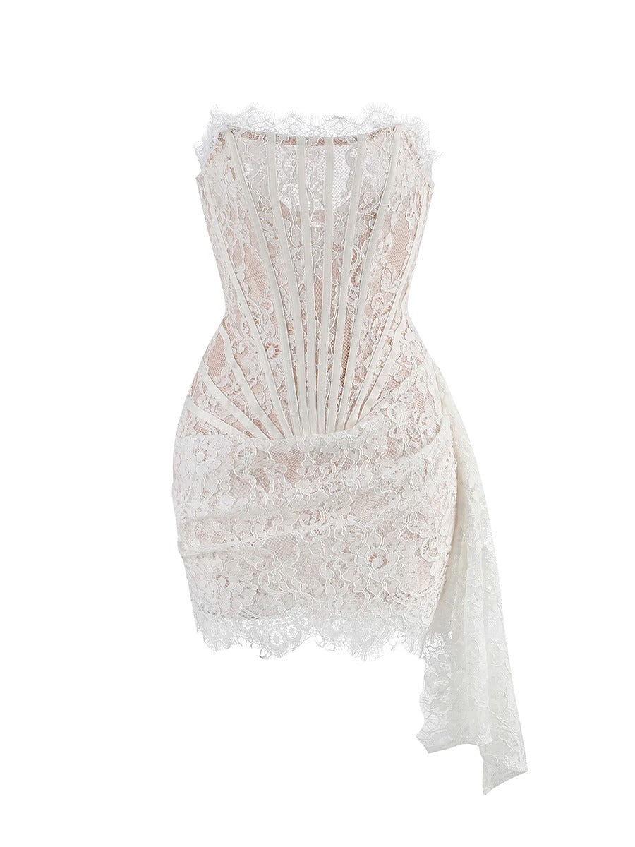 Strapless Lace Corset Mini Dress
