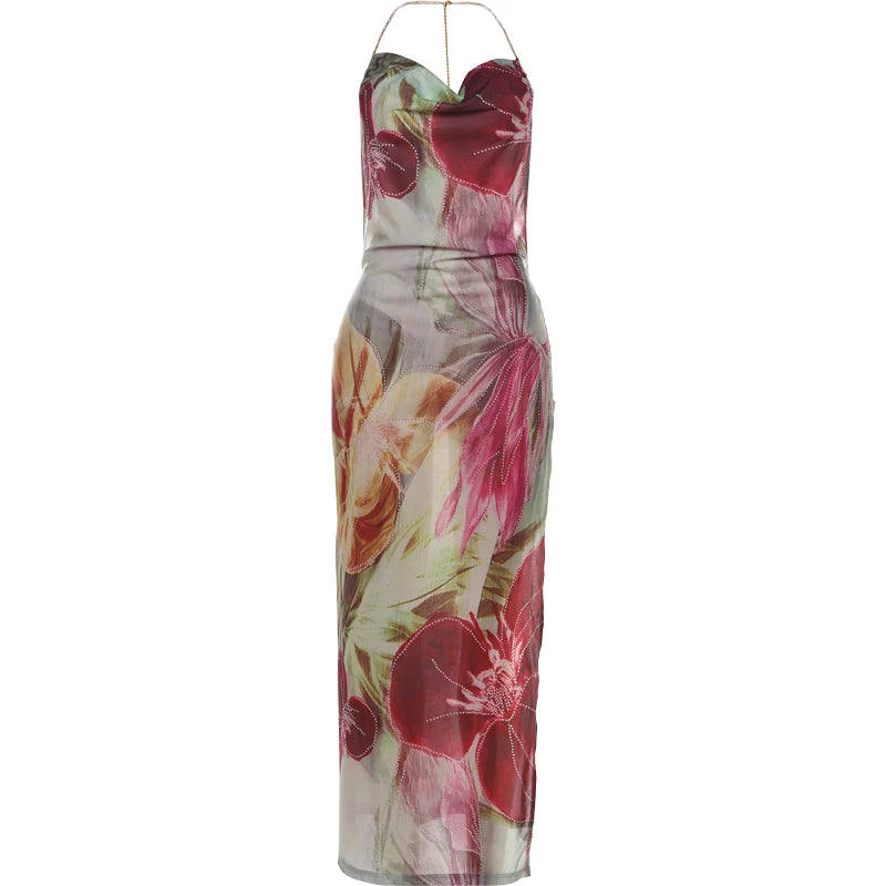 Red Slim Backless Maxi Dress