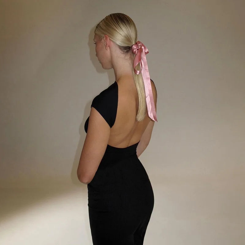 Black Backless Slim Bodycon Maxi Dress