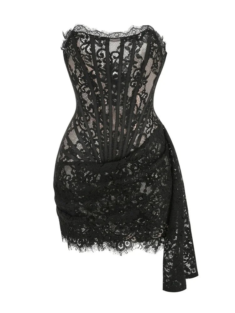 Strapless Lace Corset Mini Dress