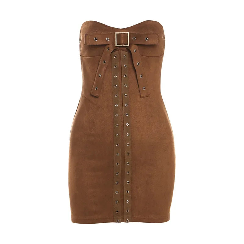 Short Dress Belt Design Bow Off-shoulder Thin Backless Bodycon