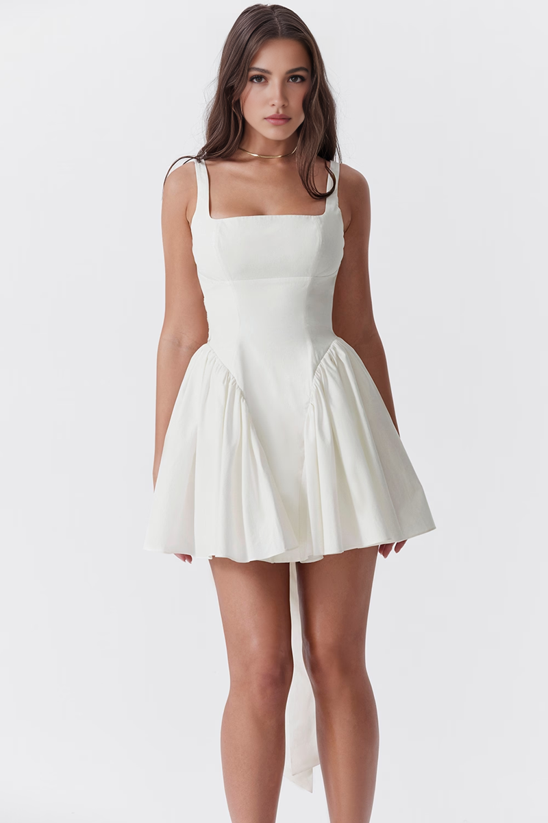 White Backless A-Line Mini Dress