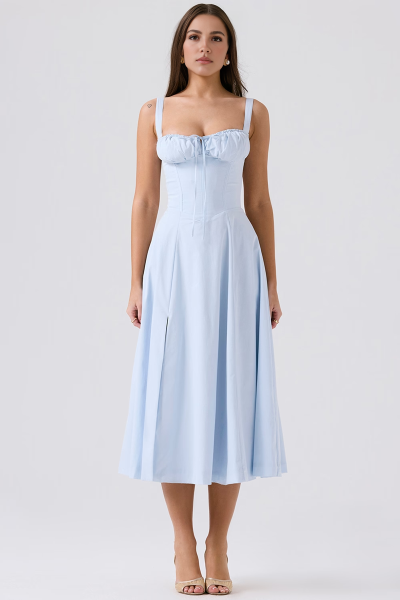Blue Slit Midi Sundress