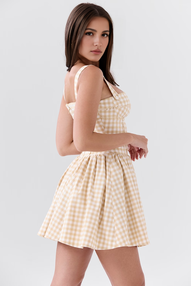 Cream Fit & Flare Mini Dress