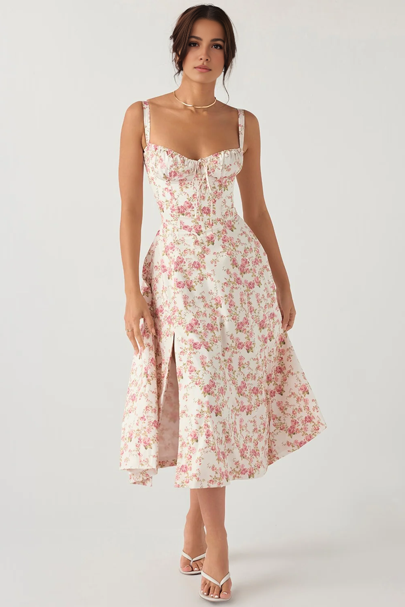 Pink Slit Midi Sundress