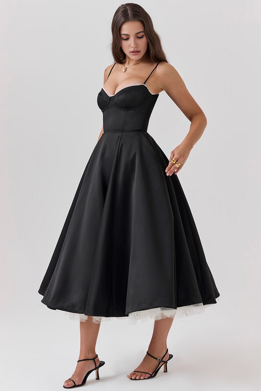 Black Tulle Midi Dress