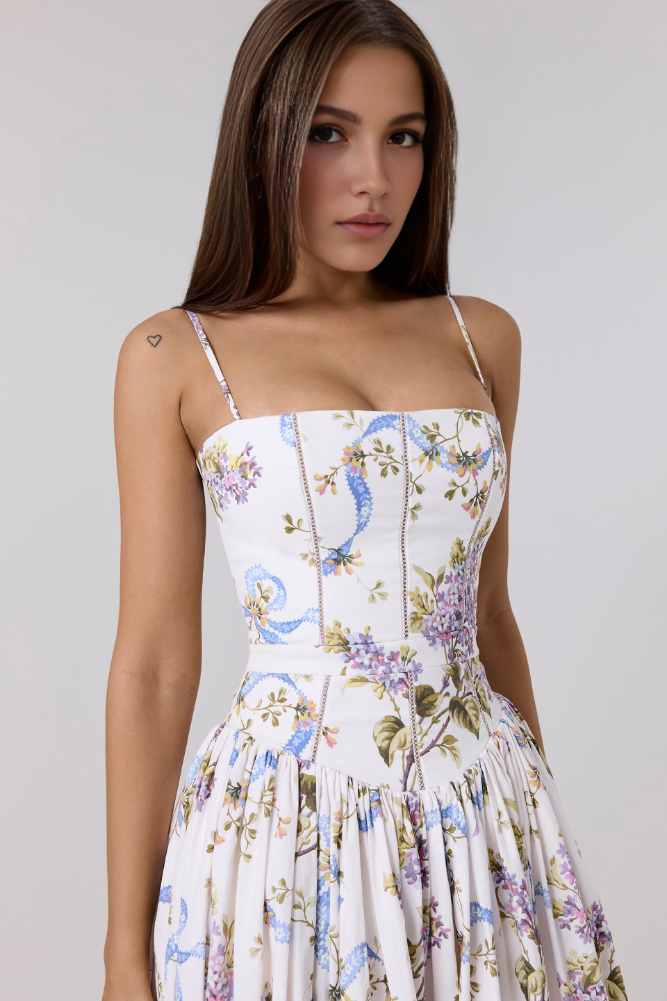 White Floral Midi Dress