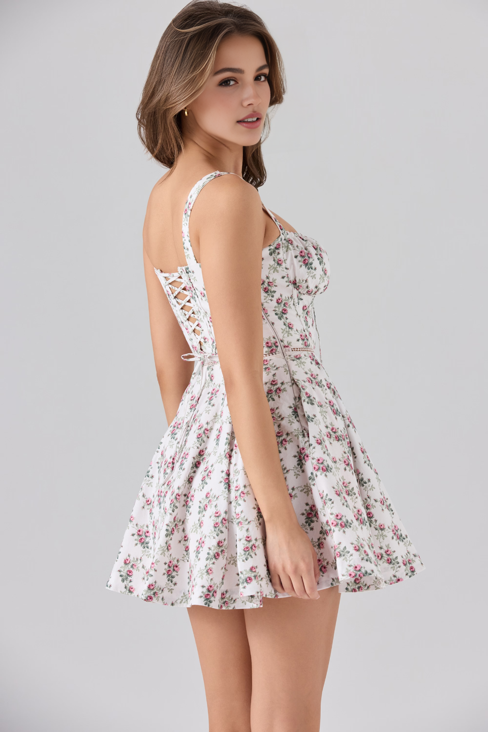 Floral High Waist Mini Dress