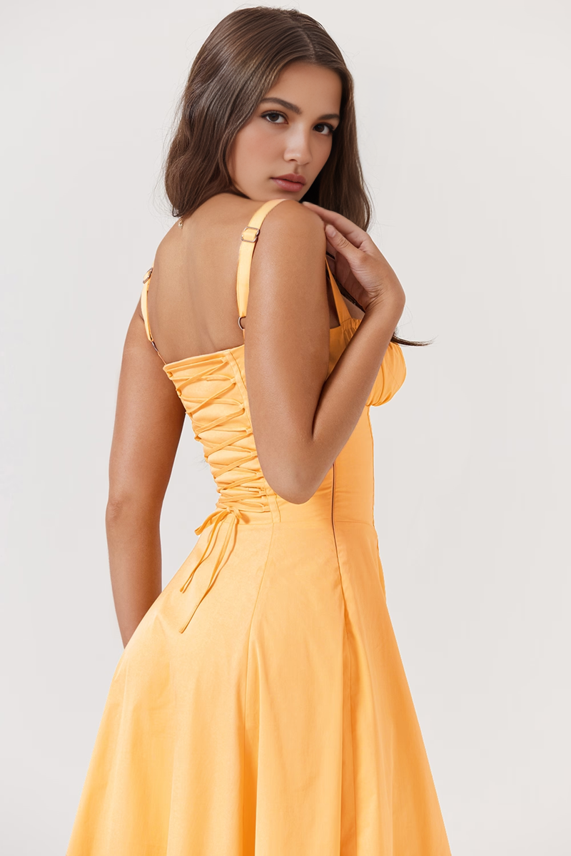 Orange Slit Midi Sundress