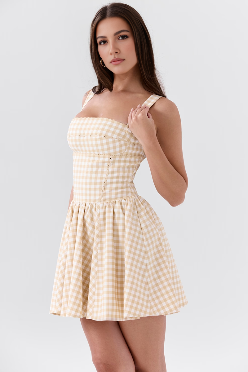 Cream Fit & Flare Mini Dress