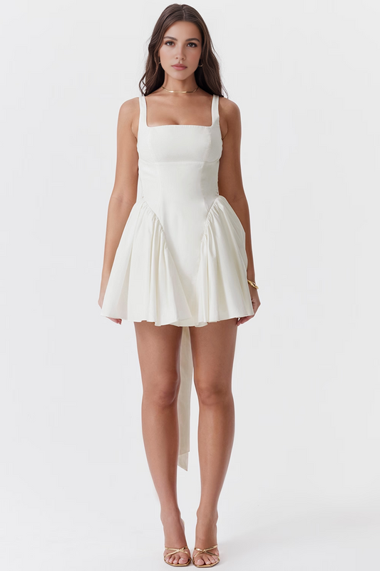 White Backless A-Line Mini Dress