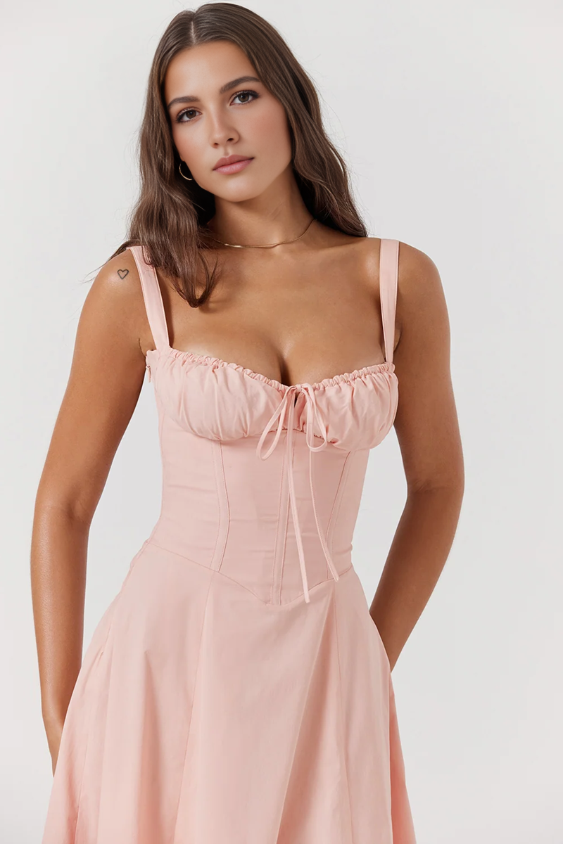 Pink A-Line Midi Dress