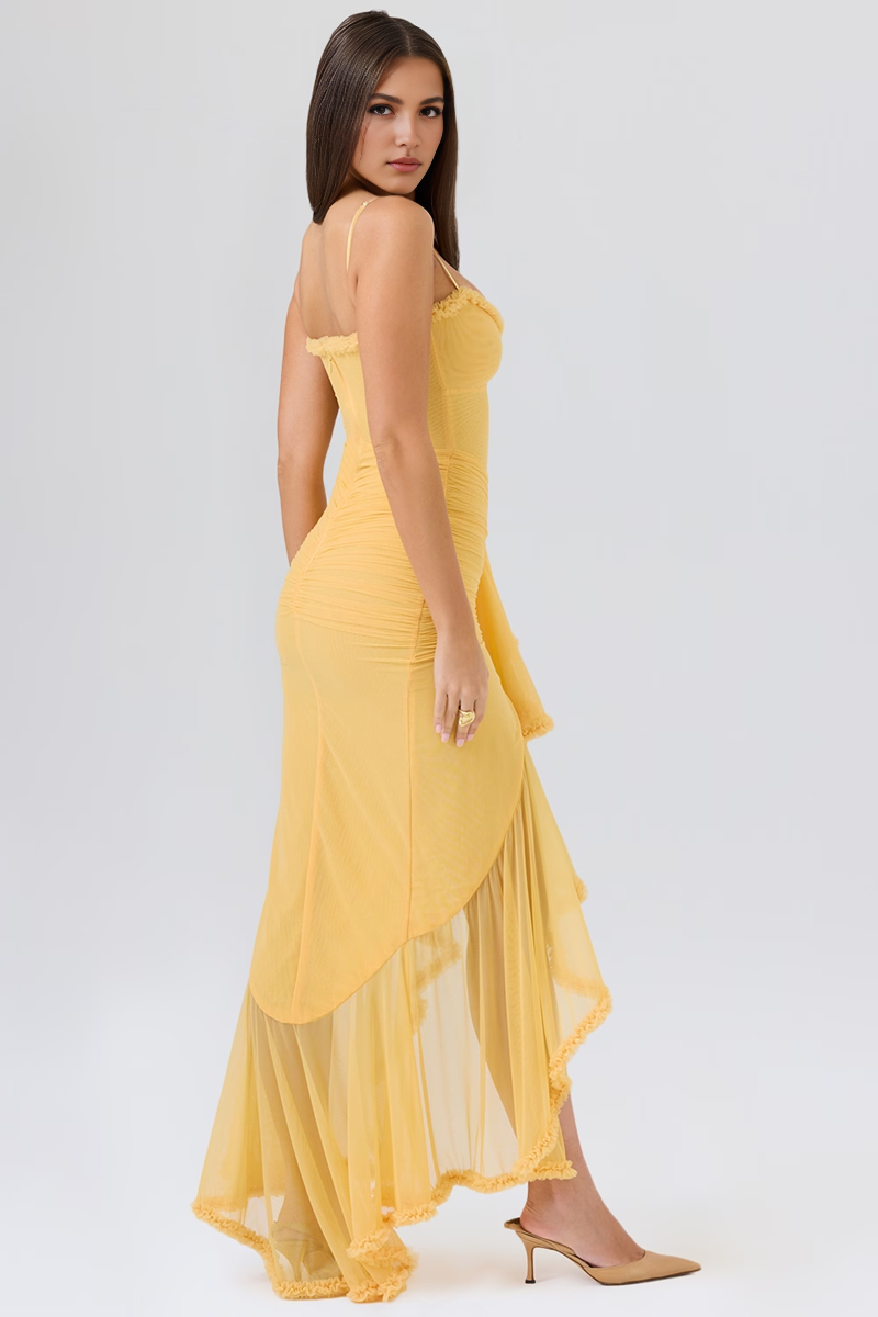 Yellow Bodycon Midi Dress