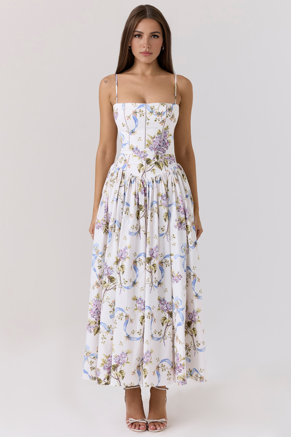 White Floral Midi Dress