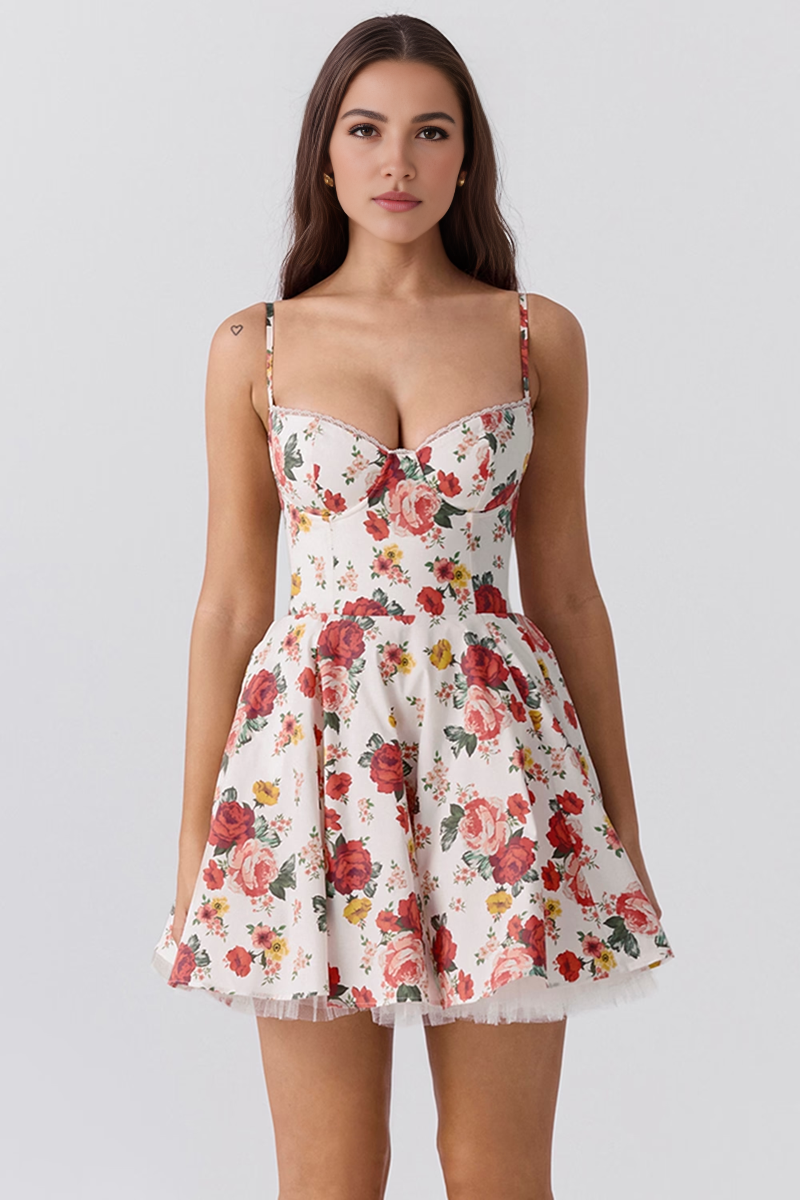 Floral Tulle A-Line Mini Dress