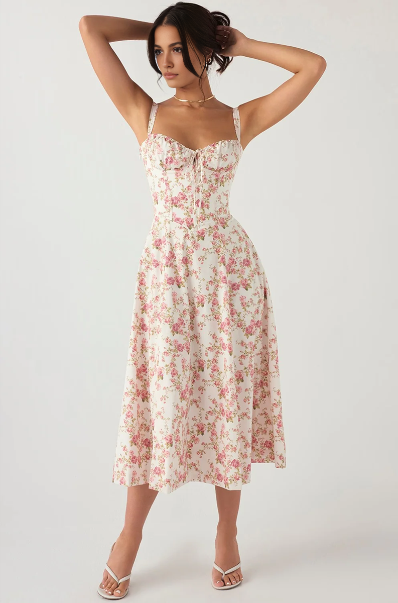 Pink Slit Midi Sundress