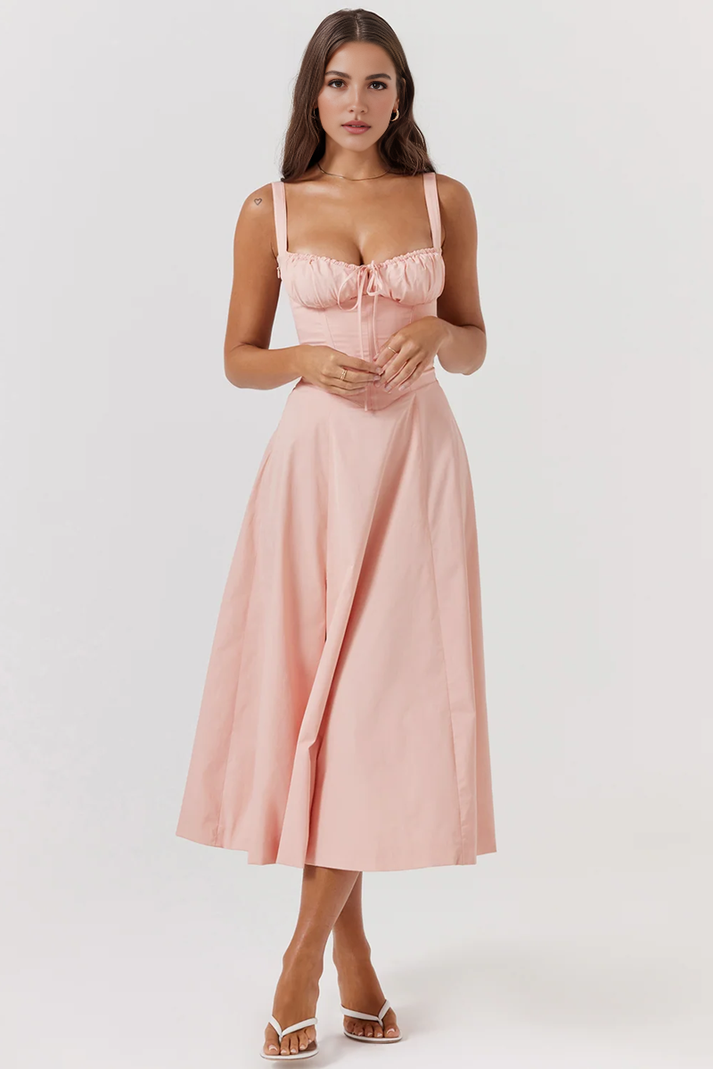 Pink A-Line Midi Dress