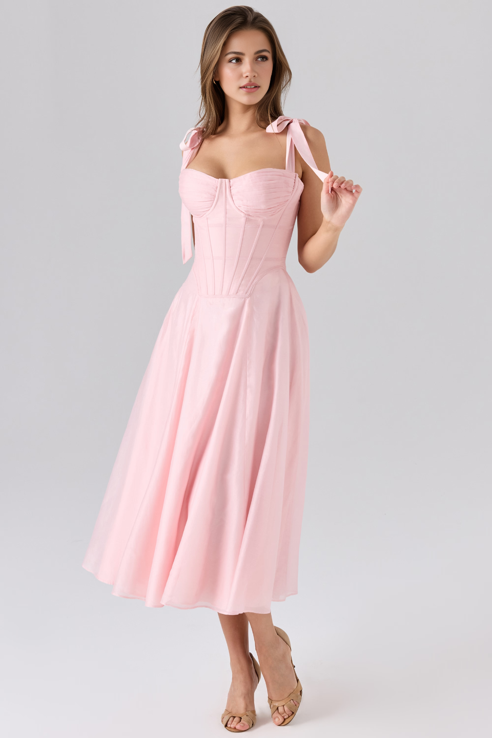 Pink Corset Midi Dress
