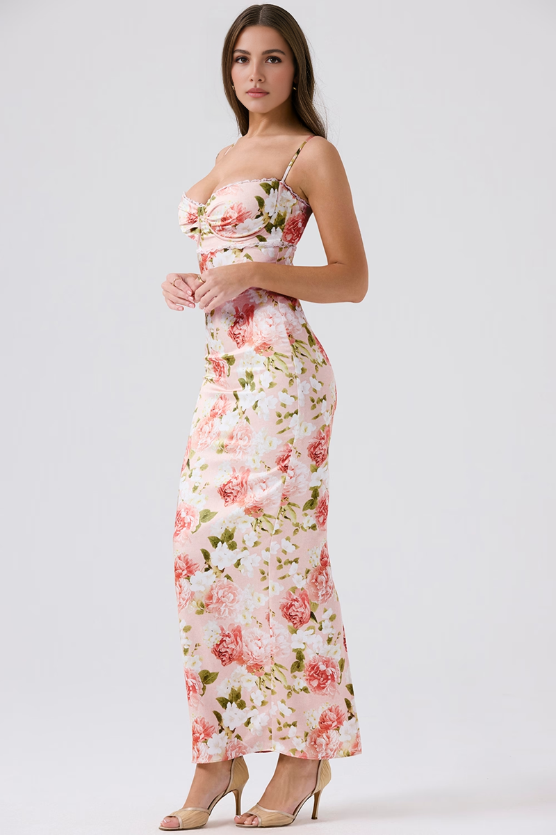 Peony Floral Bodycon Maxi Dress