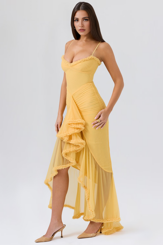 Yellow Bodycon Midi Dress