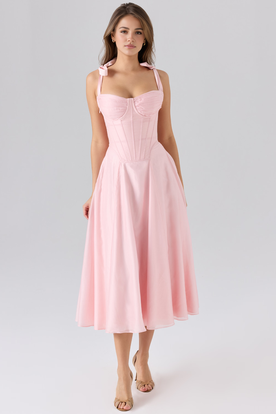 Pink Corset Midi Dress