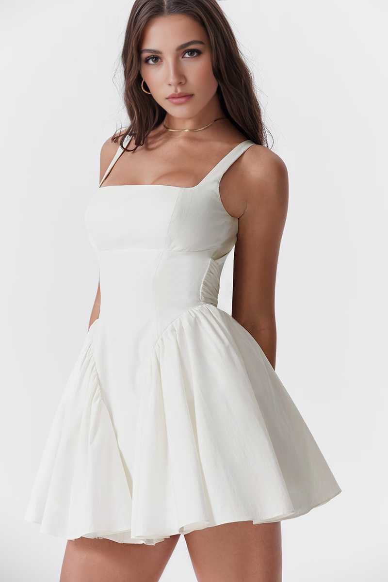 White Backless A-Line Mini Dress