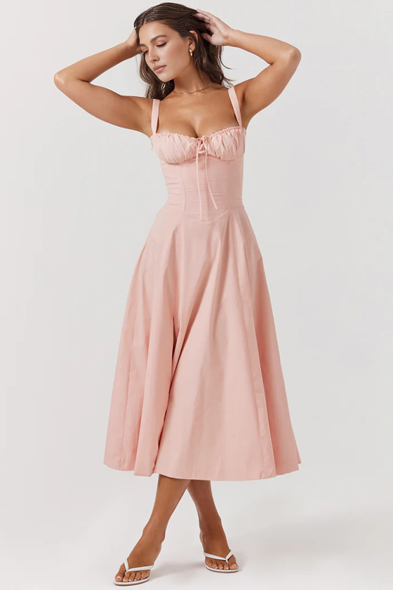 Pink A-Line Midi Dress