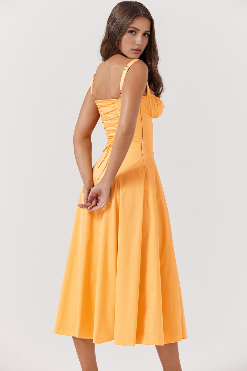 Orange Slit Midi Sundress
