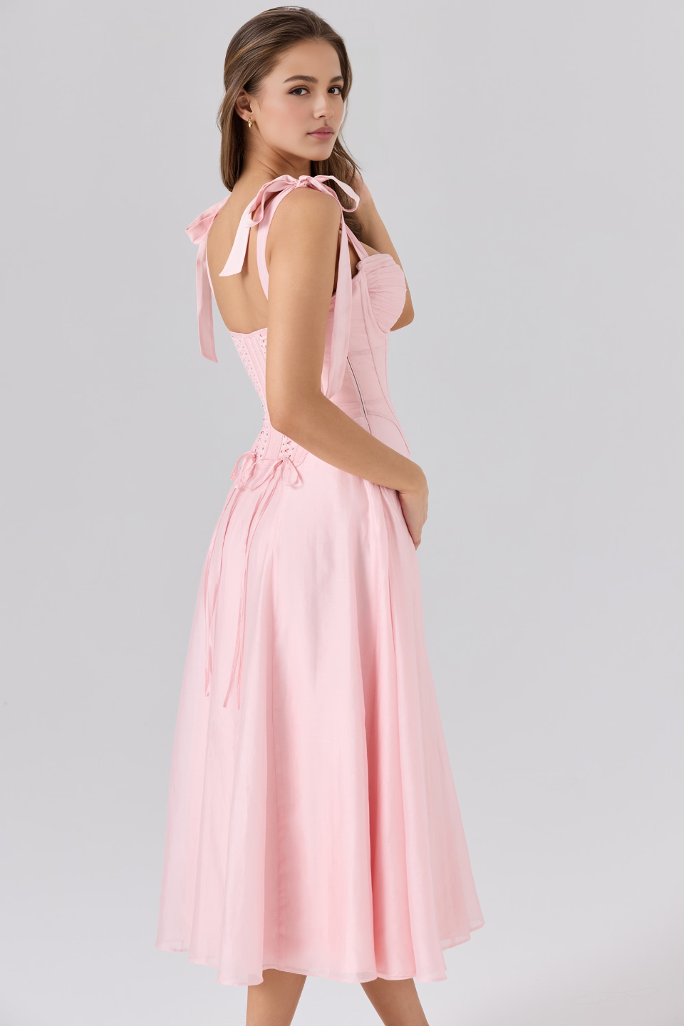 Pink Corset Midi Dress