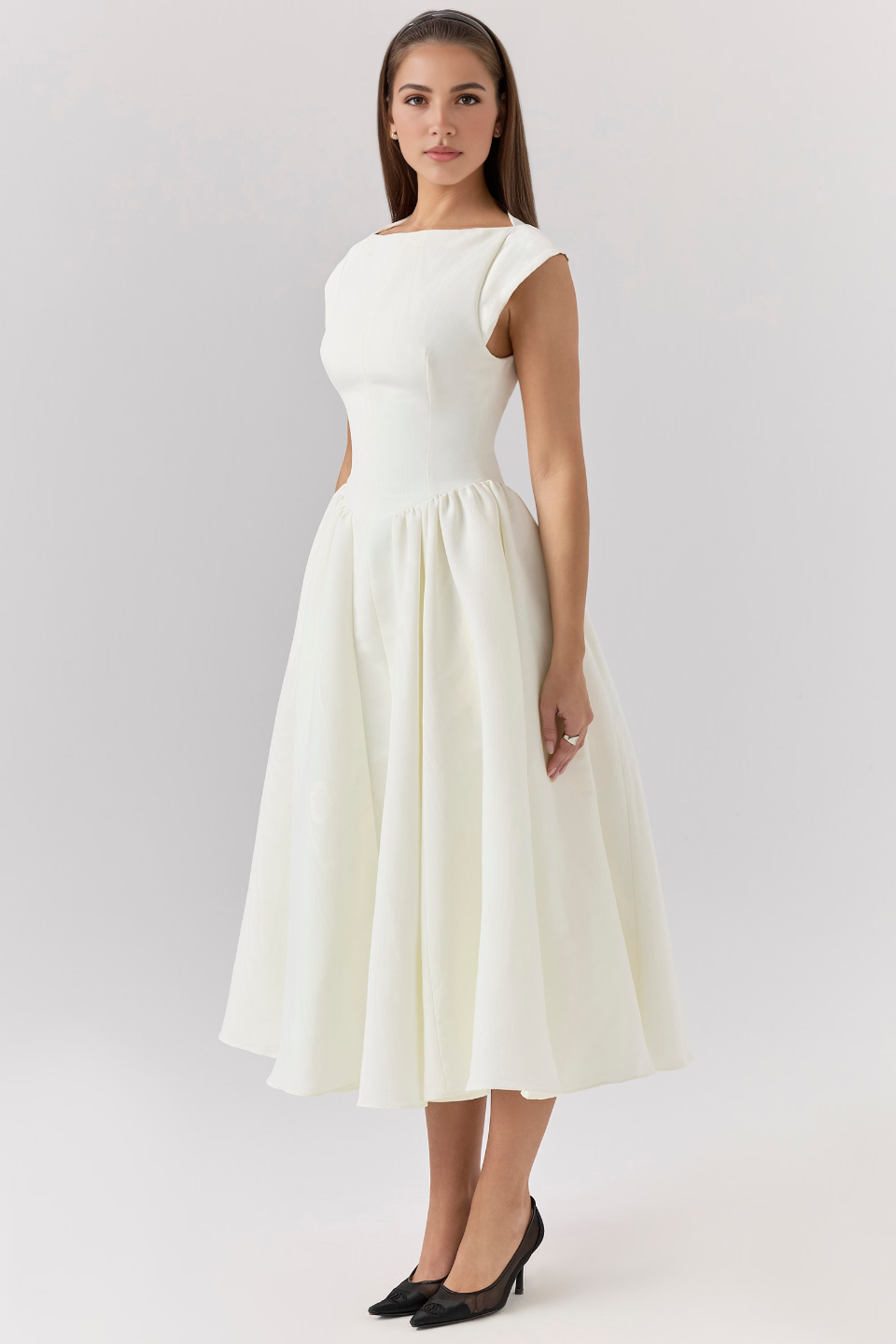Cream Backless Midi Dress