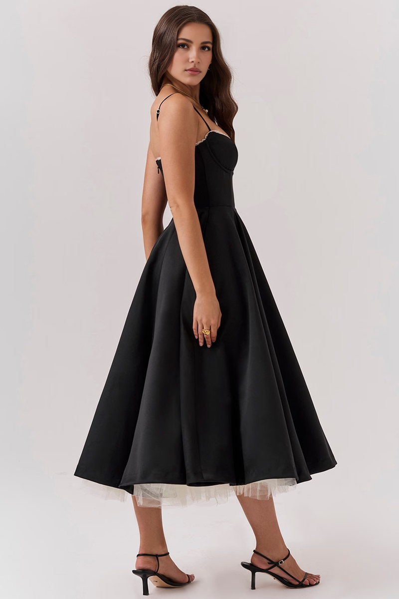 Black Tulle Midi Dress