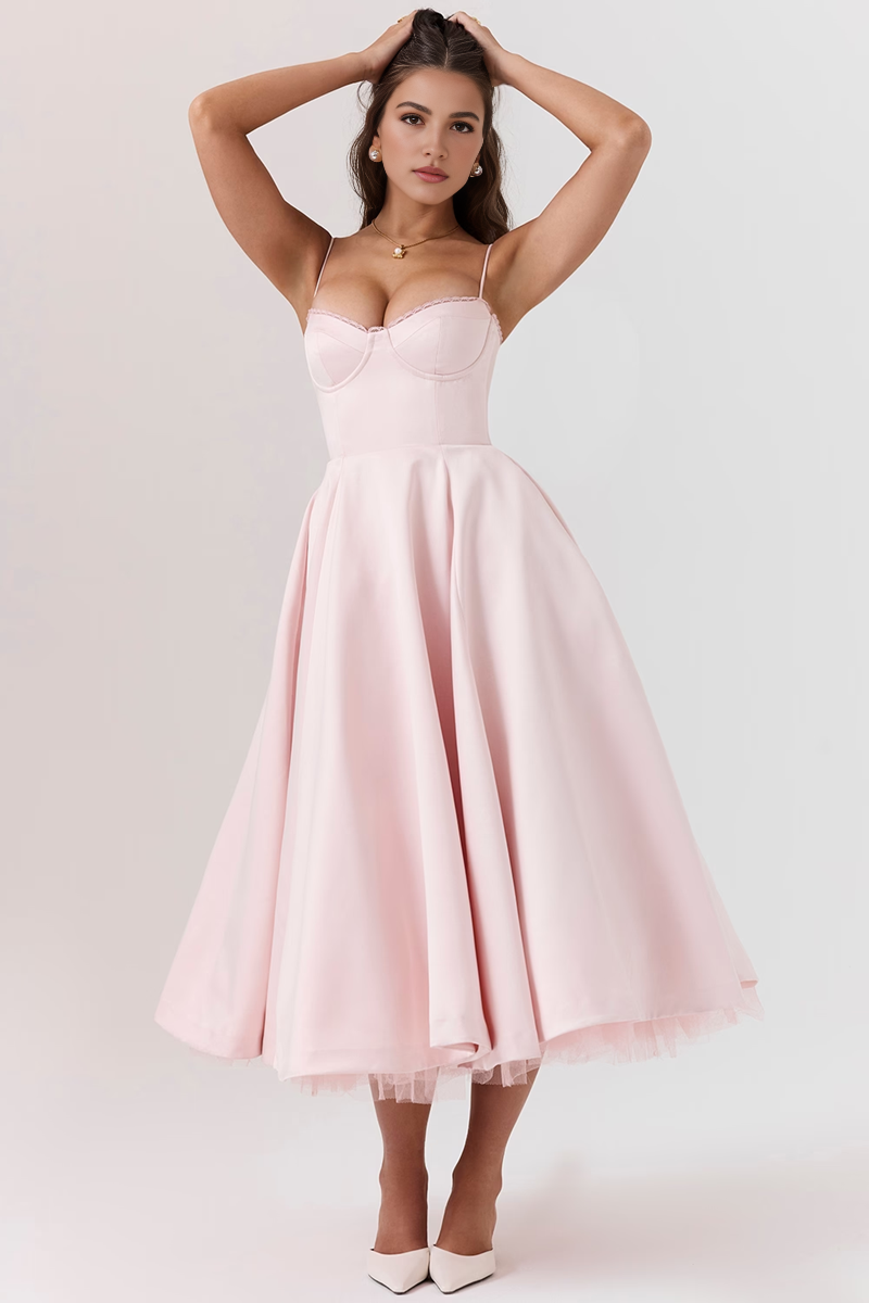 Pink Tulle Midi Dress