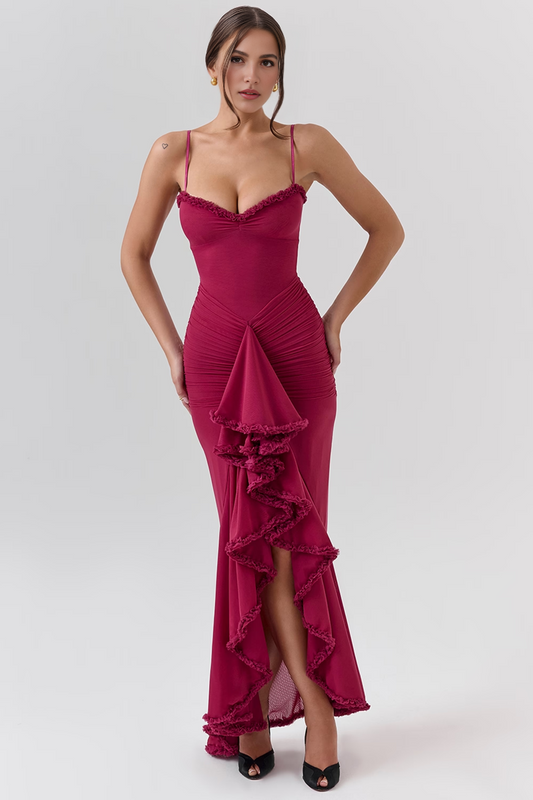 Wine Bodycon Midi Dress