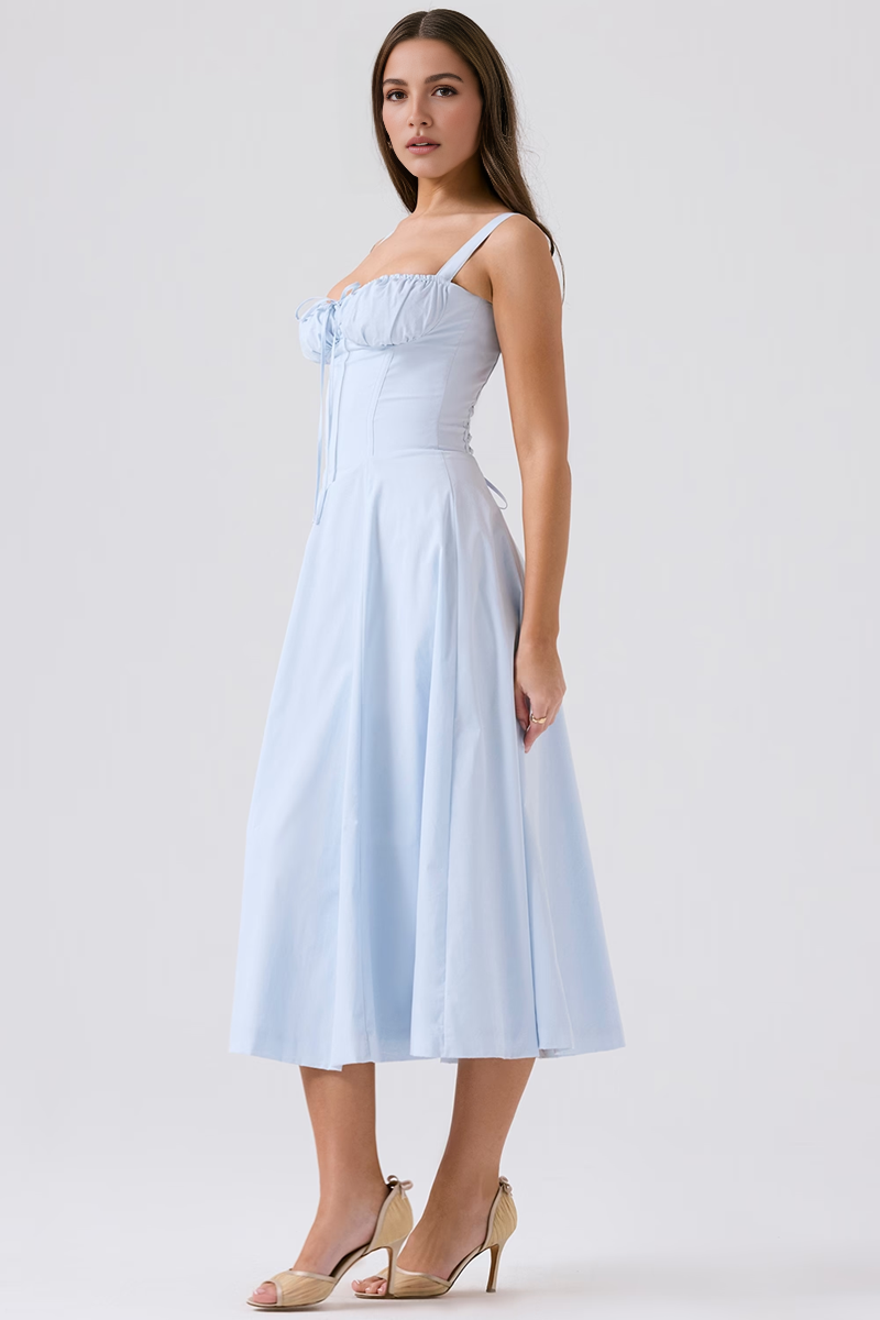 Blue Slit Midi Sundress