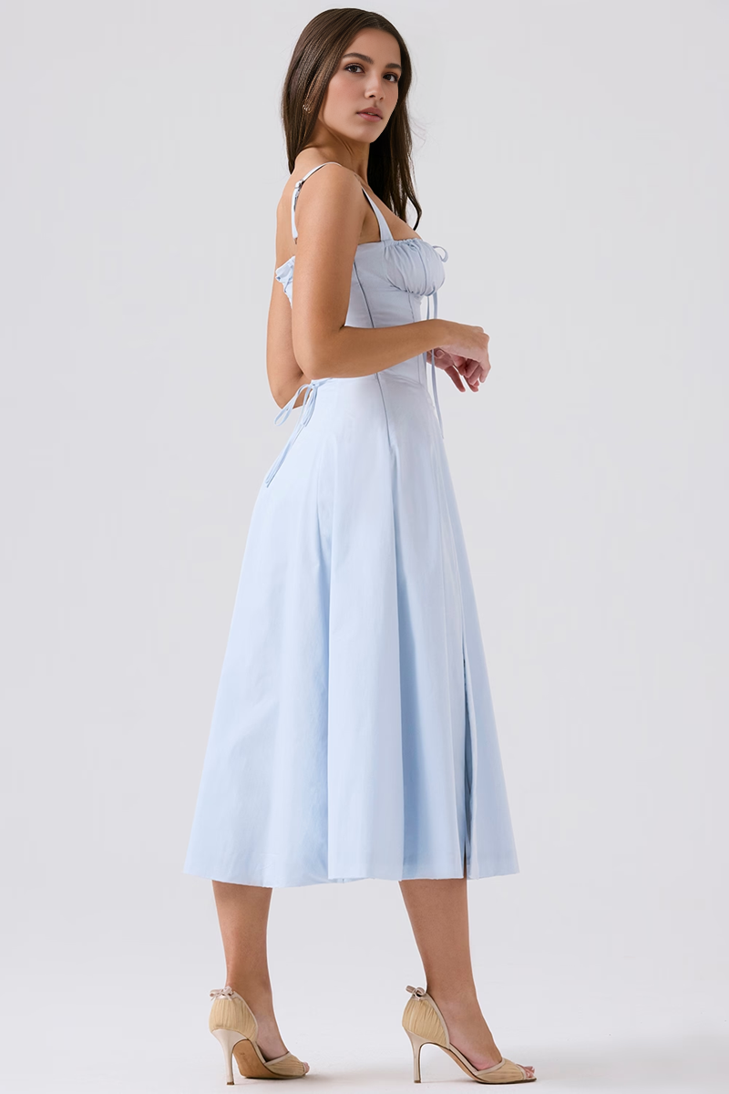 Blue Slit Midi Sundress
