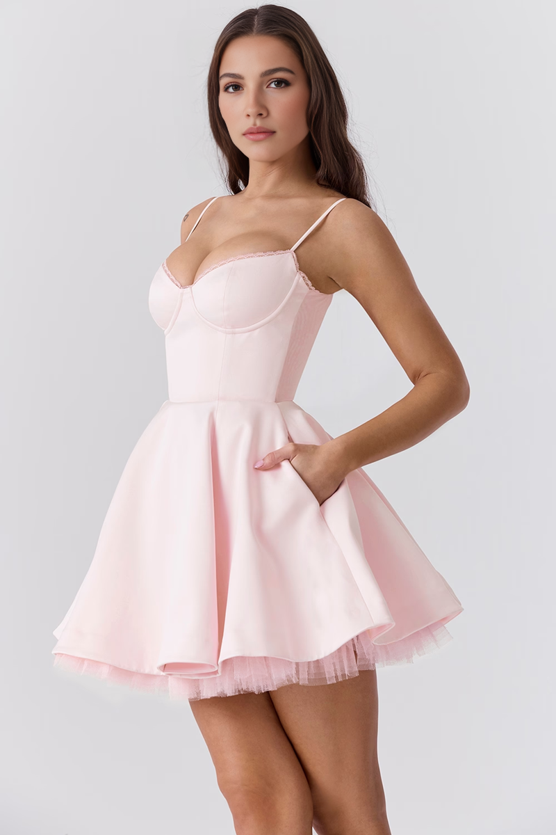 Pink Tulle A-Line Mini Dress