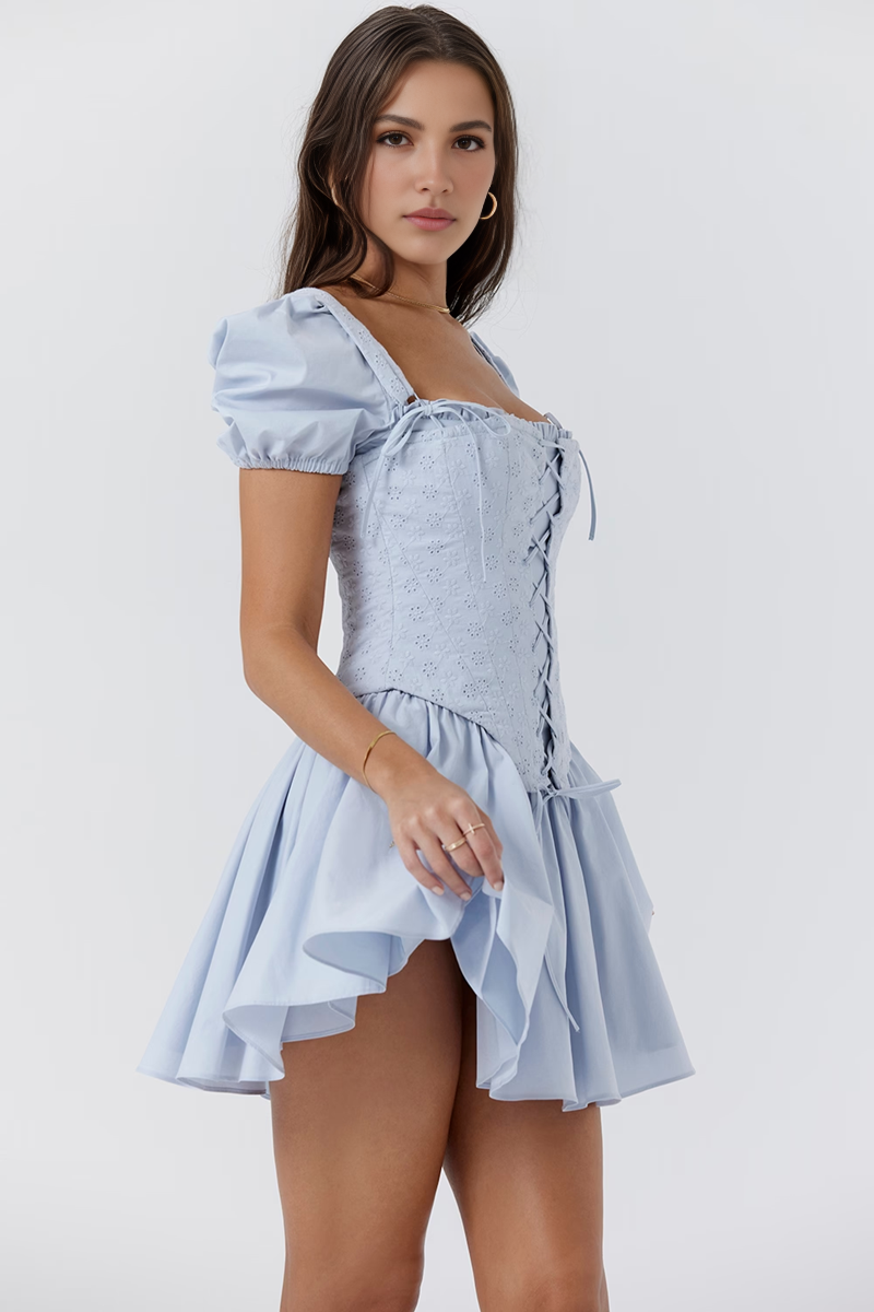 Blue Corset A-Line Mini Dress