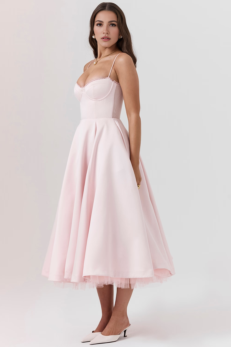 Pink Tulle Midi Dress