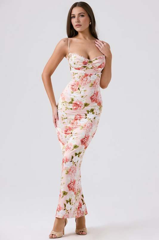 Peony Floral Bodycon Maxi Dress