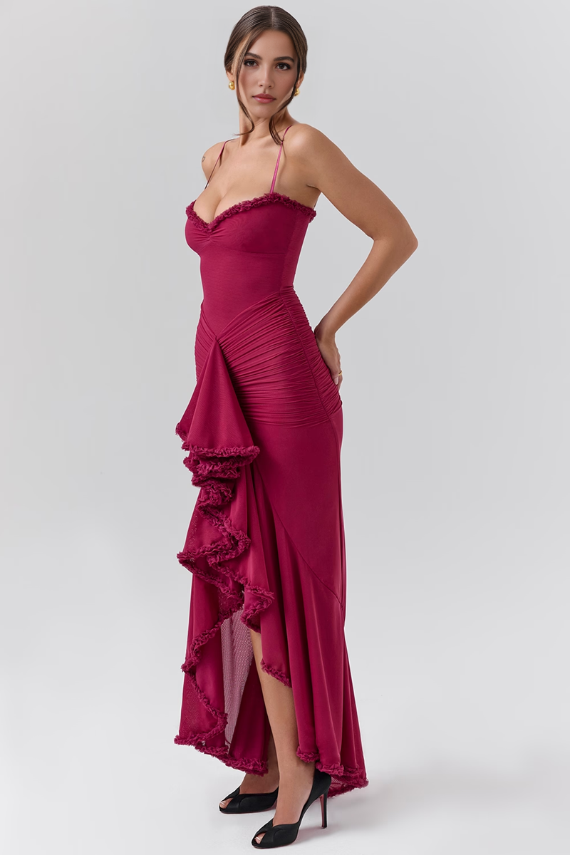 Wine Bodycon Midi Dress