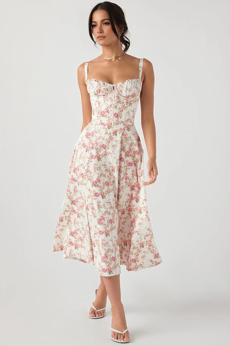 Pink Slit Midi Sundress