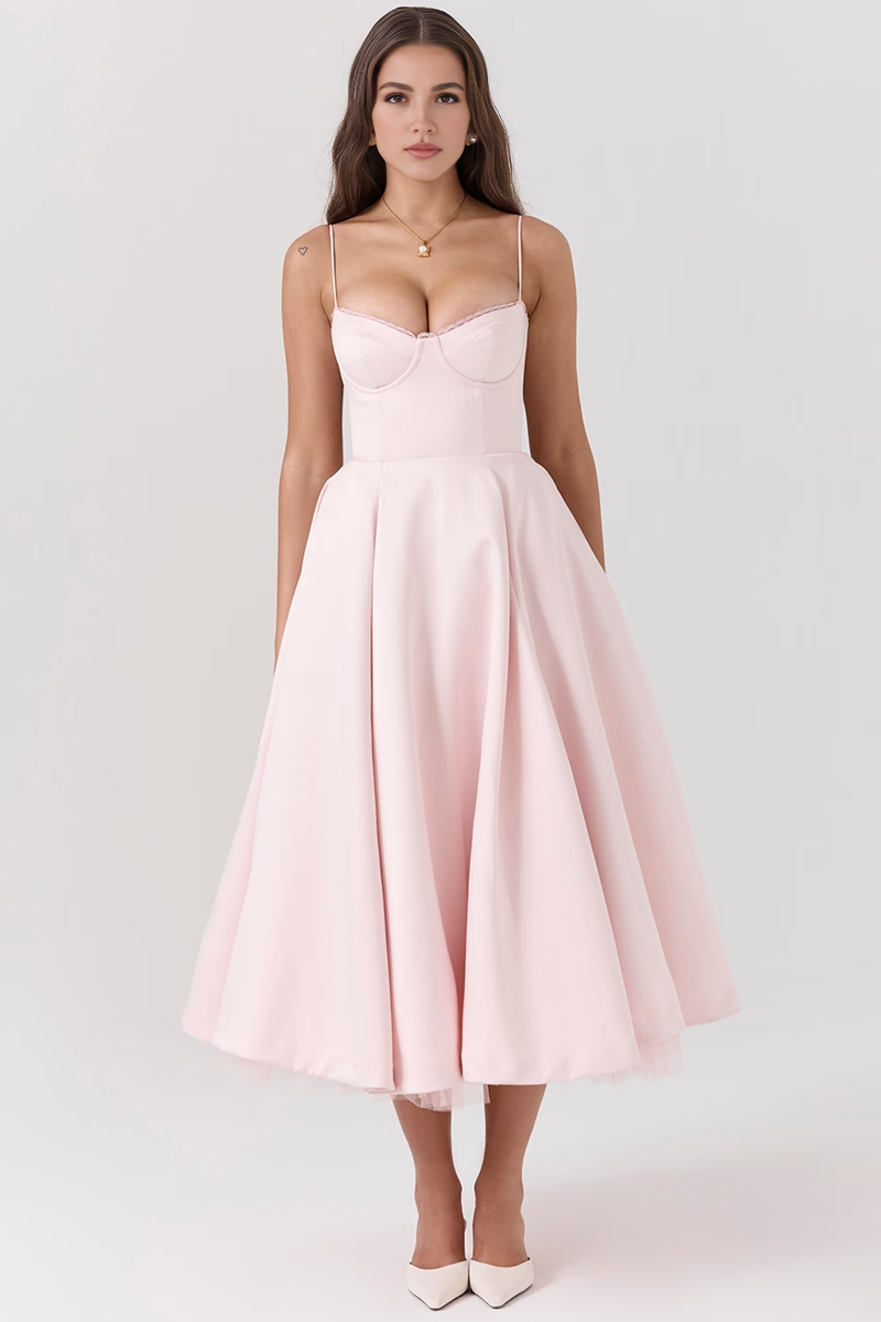 Pink Tulle Midi Dress
