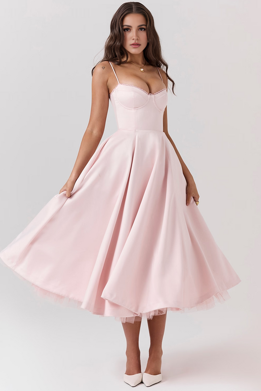 Pink Tulle Midi Dress
