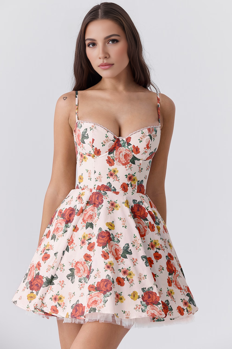 Floral Tulle A-Line Mini Dress