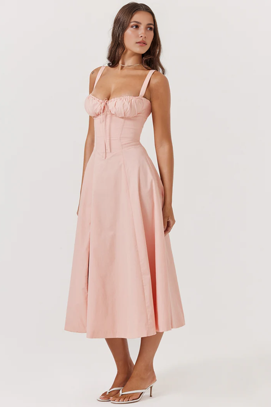 Pink A-Line Midi Dress